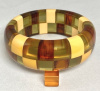 SZ83 Shultz 2 row applejuice/tortoise/custard bakelite checkerboard bangle